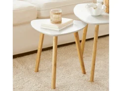 Sobuy mesa de cabeceira, mesa de café, mesa de café redonda FBT74-W^ Mesa De Centro