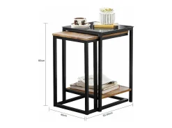 Discount Sobuy mesa de cabeceira, mesa de café, mesa de café redonda FBT99-F Natural escuro