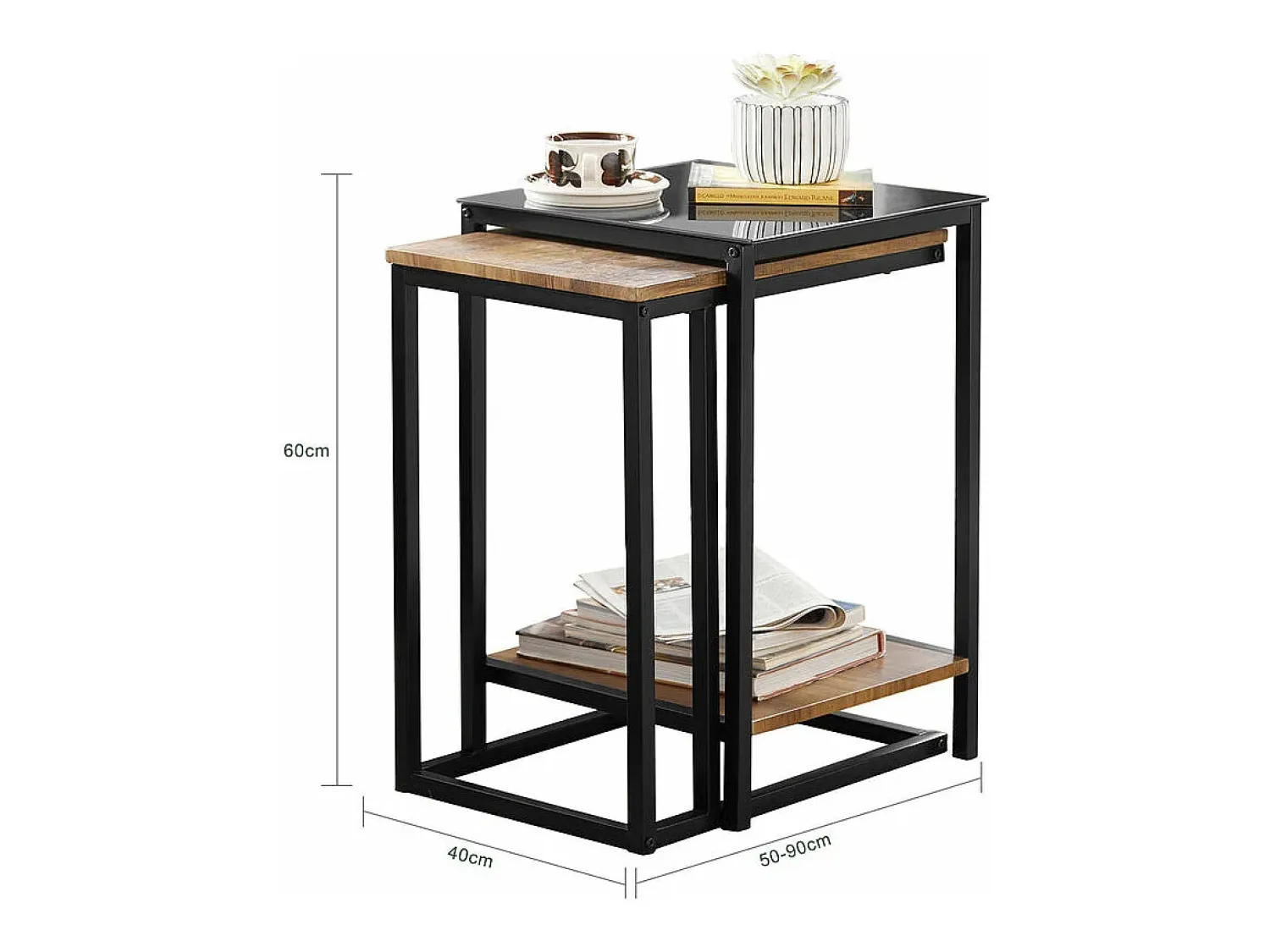 Discount Sobuy mesa de cabeceira, mesa de café, mesa de café redonda FBT99-F Natural escuro