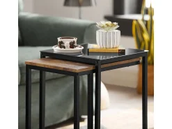 Discount Sobuy mesa de cabeceira, mesa de café, mesa de café redonda FBT99-F Natural escuro