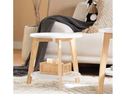 Outlet Sobuy mesa de cabeceira, mesa de café, mesa de café redonda FBT75-W Branco