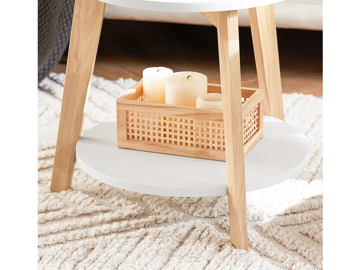 Outlet Sobuy mesa de cabeceira, mesa de café, mesa de café redonda FBT75-W Branco