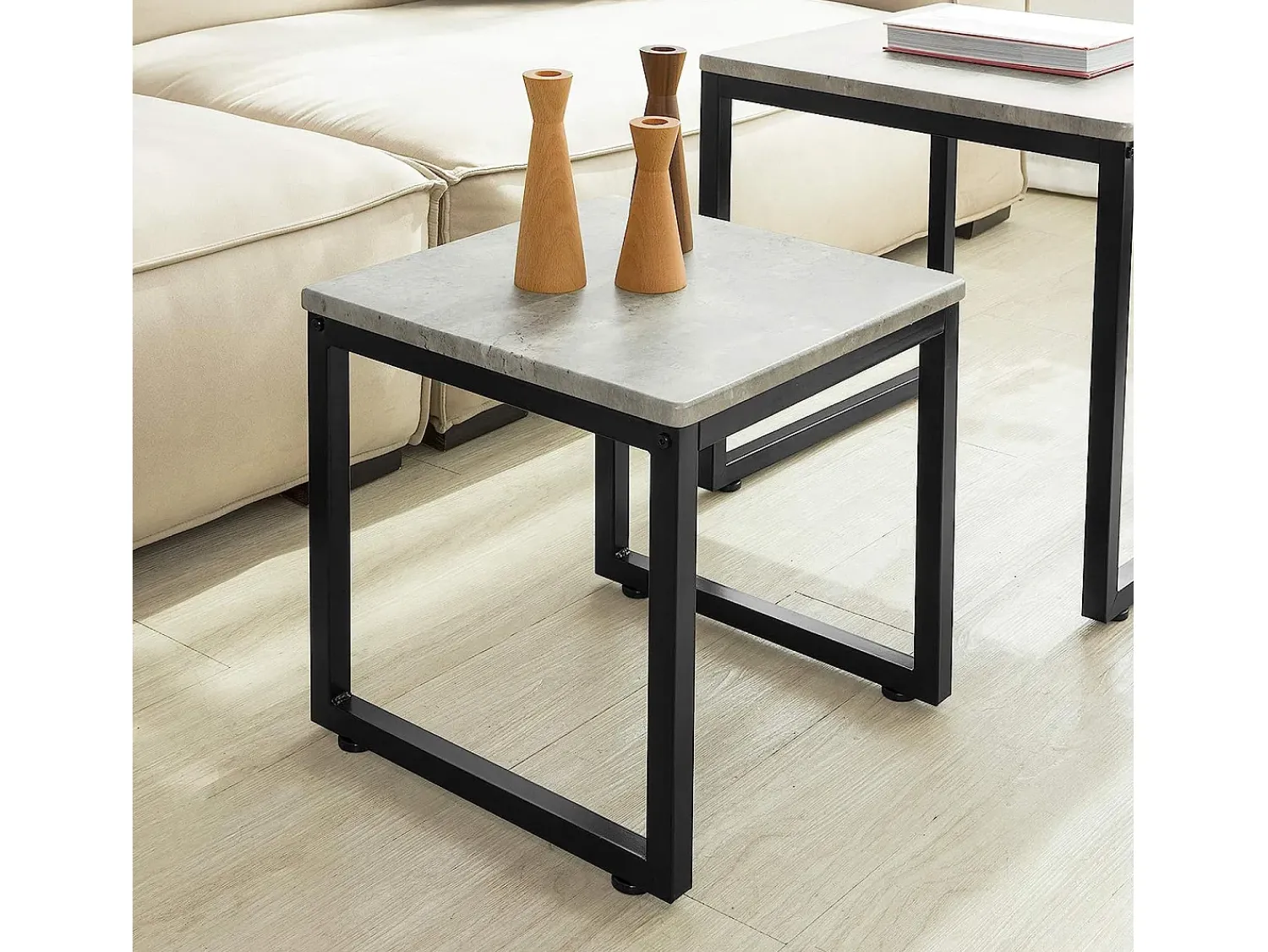 Best Sobuy mesa de cabeceira, mesa de café, mesa de café redonda FBT42-HG Cinzento