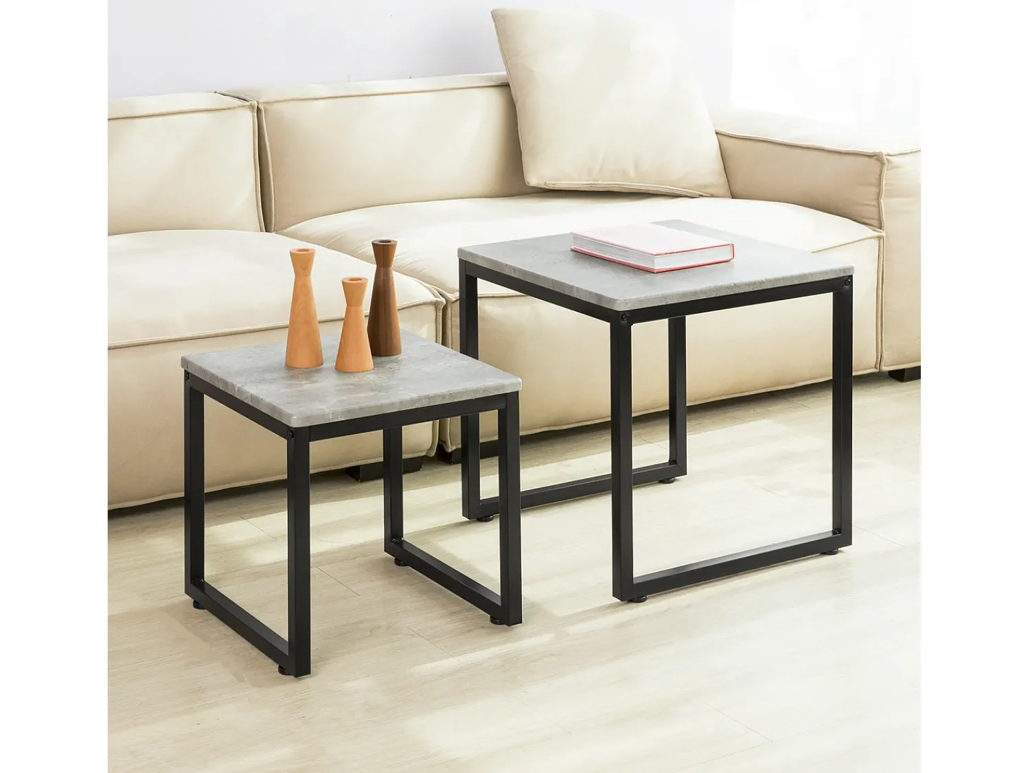 Best Sobuy mesa de cabeceira, mesa de café, mesa de café redonda FBT42-HG Cinzento