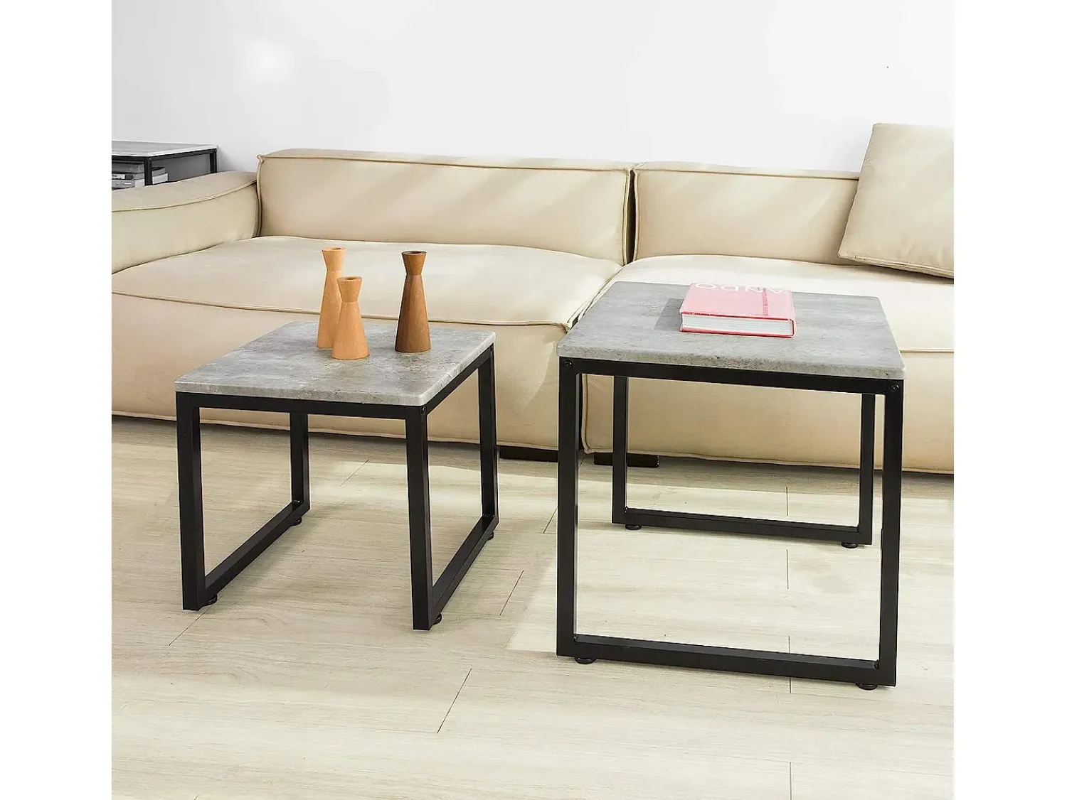 Best Sobuy mesa de cabeceira, mesa de café, mesa de café redonda FBT42-HG Cinzento