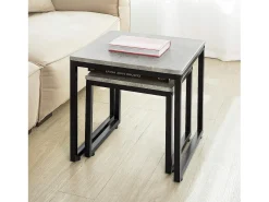 Best Sobuy mesa de cabeceira, mesa de café, mesa de café redonda FBT42-HG Cinzento