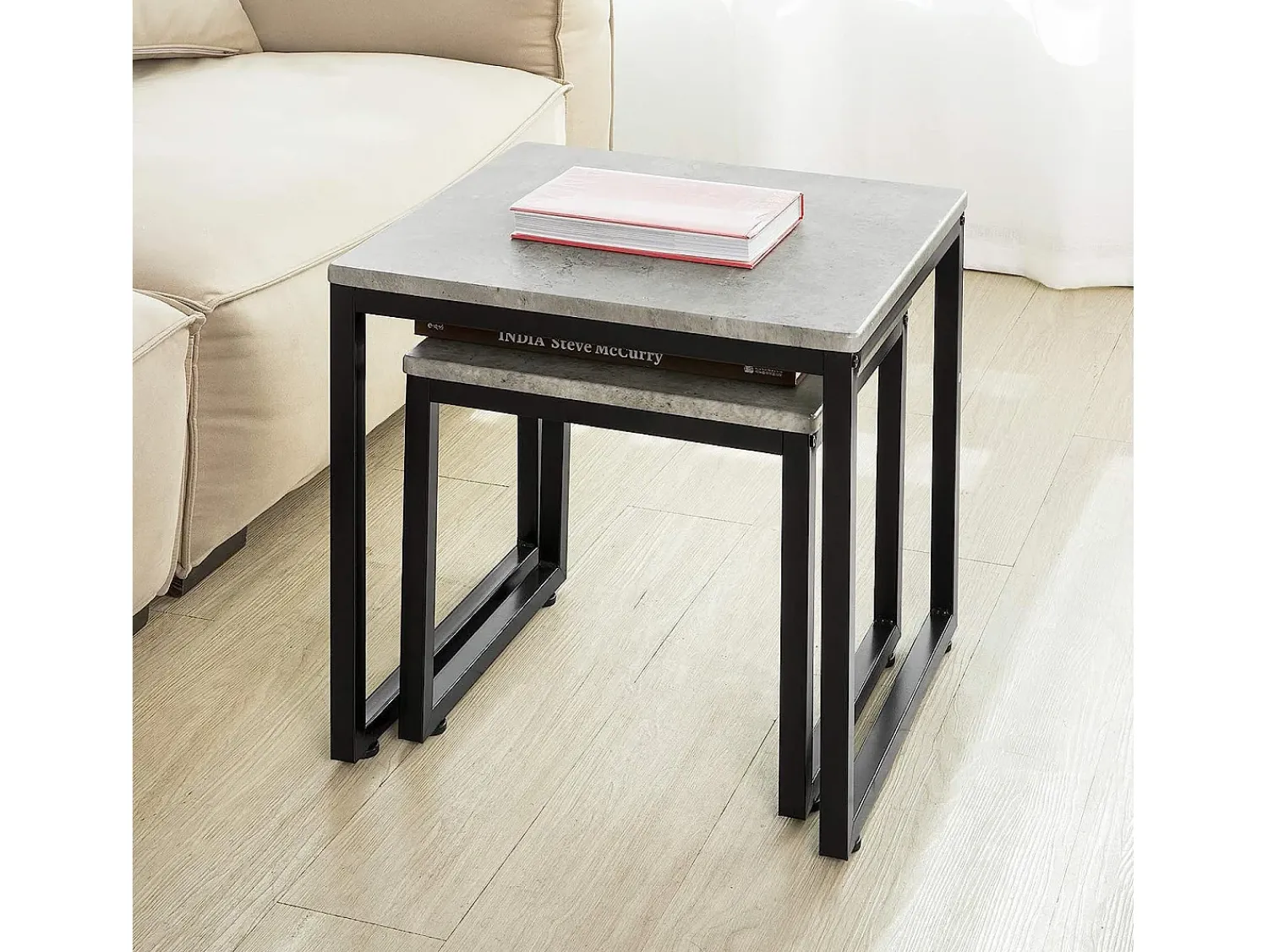Best Sobuy mesa de cabeceira, mesa de café, mesa de café redonda FBT42-HG Cinzento