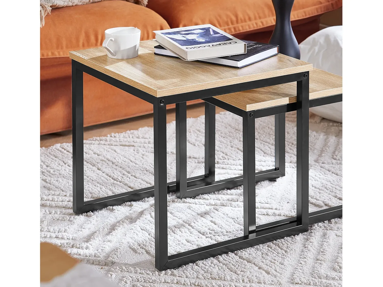 Sobuy mesa de cabeceira, mesa de café, mesa de café redonda FBT42-N^ Mesa De Centro