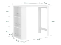 Sobuy Mesa de Cozinha Alta com Prateleiras, Design Poupa-Espaço, Branca^ Móvel De Bar