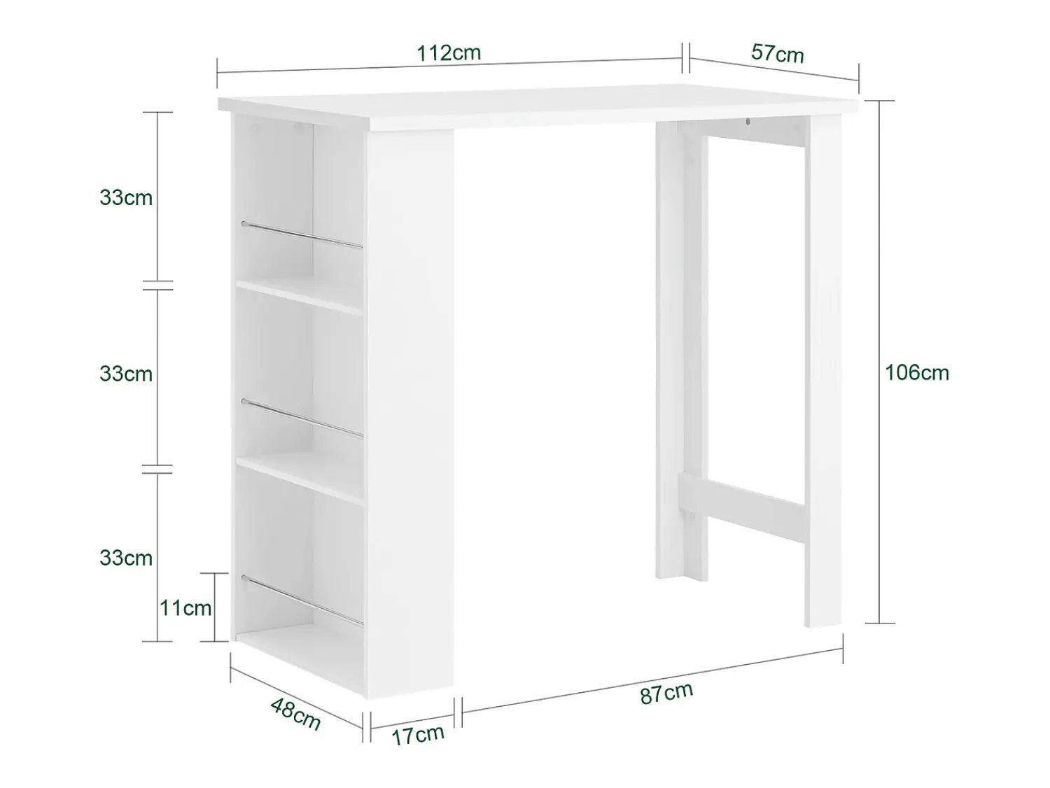 Sobuy Mesa de Cozinha Alta com Prateleiras, Design Poupa-Espaço, Branca^ Móvel De Bar