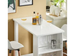 Sobuy Mesa de Cozinha Alta com Prateleiras, Design Poupa-Espaço, Branca^ Móvel De Bar