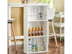 Sobuy Mesa de Cozinha Alta com Prateleiras, Design Poupa-Espaço, Branca^ Móvel De Bar