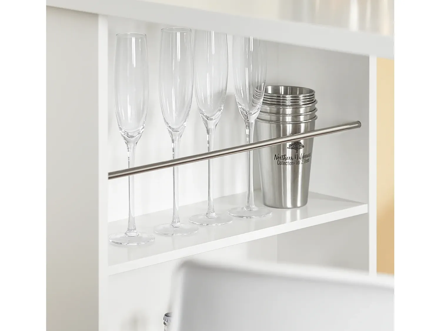 Sobuy Mesa de Cozinha Alta com Prateleiras, Design Poupa-Espaço, Branca^ Móvel De Bar