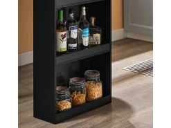 Clearance Sobuy Mesa de Cozinha Alta com Prateleiras, Design Poupa-Espaço em Preto