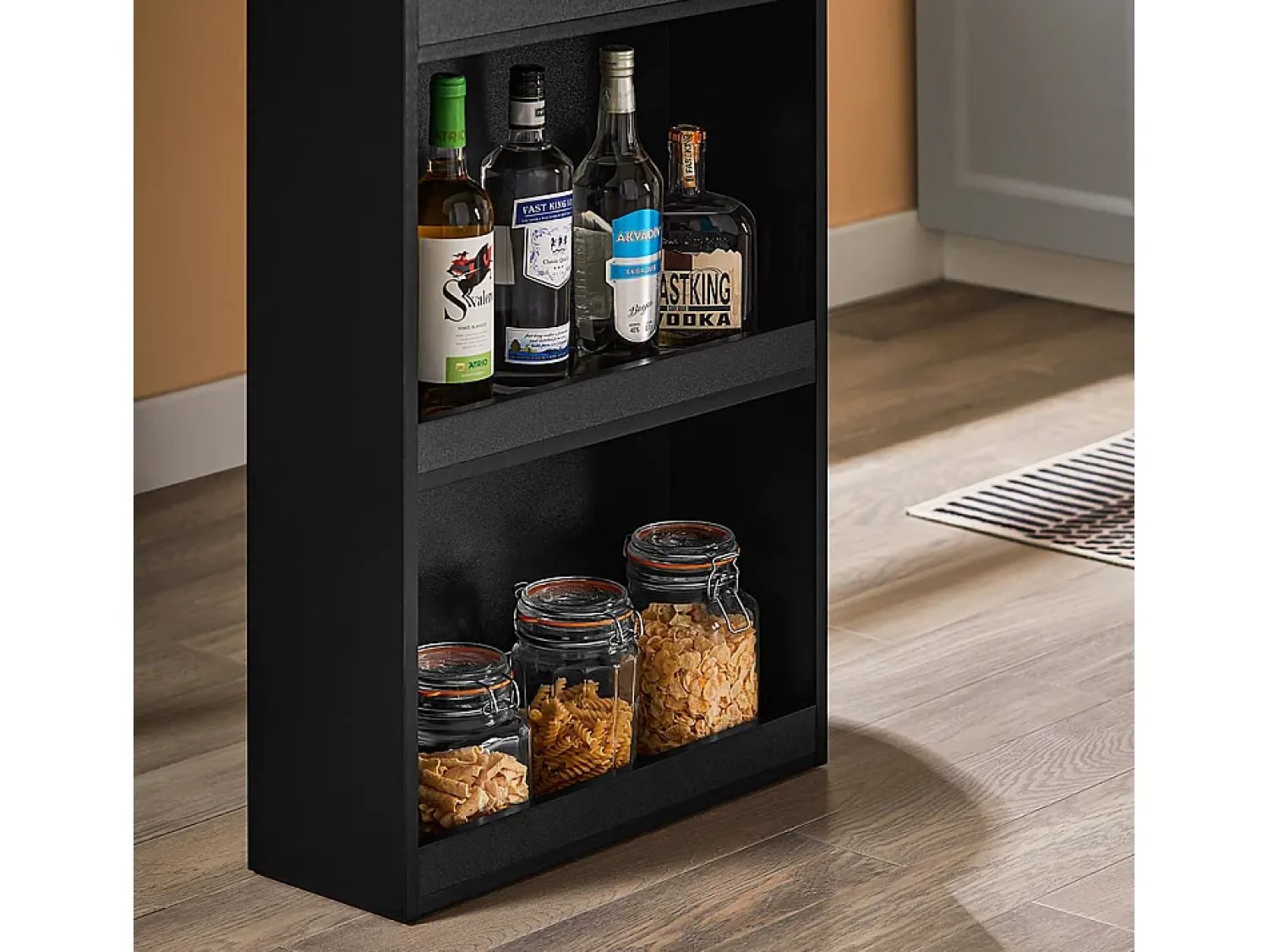 Clearance Sobuy Mesa de Cozinha Alta com Prateleiras, Design Poupa-Espaço em Preto