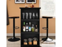 Clearance Sobuy Mesa de Cozinha Alta com Prateleiras, Design Poupa-Espaço em Preto