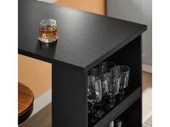 Clearance Sobuy Mesa de Cozinha Alta com Prateleiras, Design Poupa-Espaço em Preto