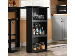 Clearance Sobuy Mesa de Cozinha Alta com Prateleiras, Design Poupa-Espaço em Preto