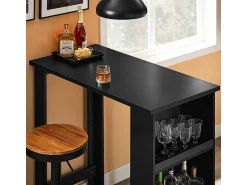 Clearance Sobuy Mesa de Cozinha Alta com Prateleiras, Design Poupa-Espaço em Preto