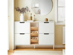 Móvel De Arrumação|Sapateira*Sobuy Organizador de Sapatos Prateleira para Armazenamento Branco 183cm Natural claro