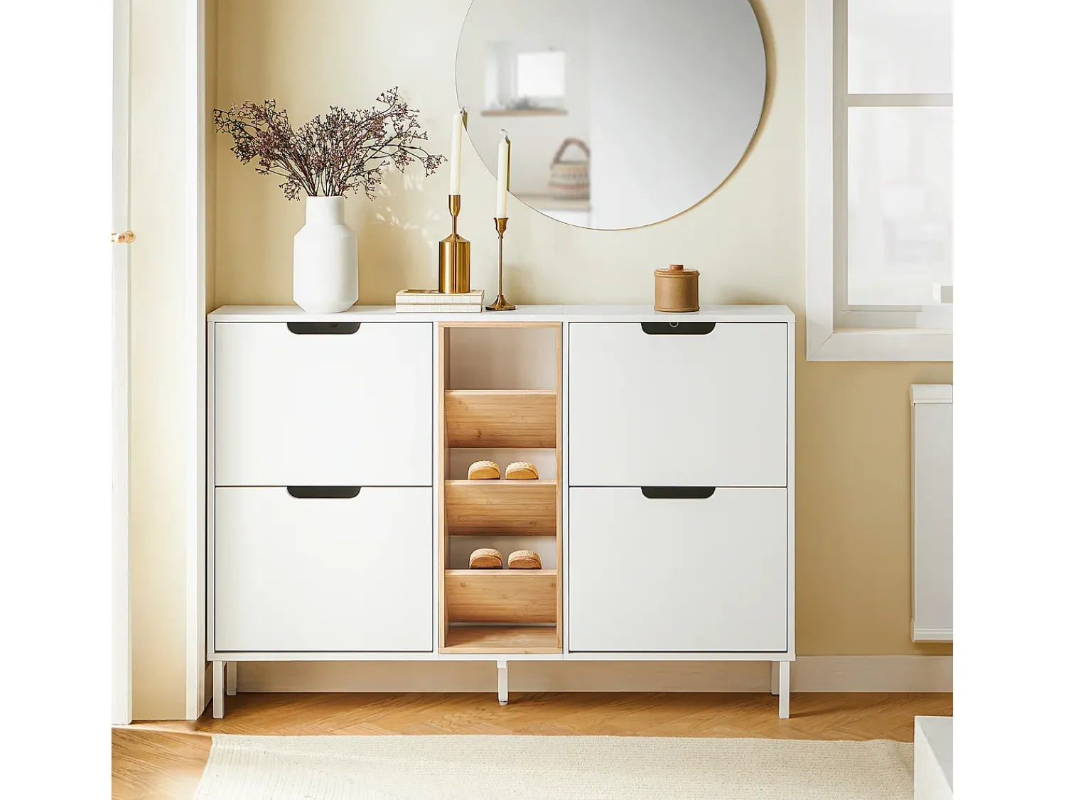 Móvel De Arrumação|Sapateira*Sobuy Organizador de Sapatos Prateleira para Armazenamento Branco 183cm Natural claro