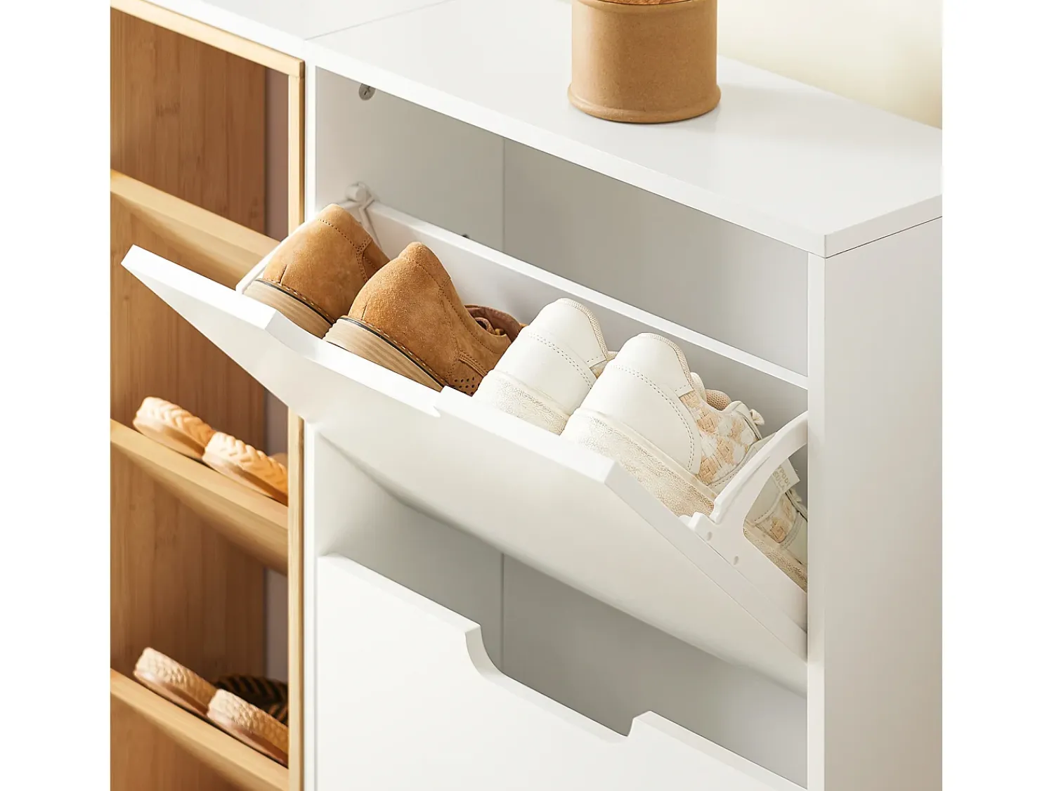 Móvel De Arrumação|Sapateira*Sobuy Organizador de Sapatos Prateleira para Armazenamento Branco 183cm Natural claro