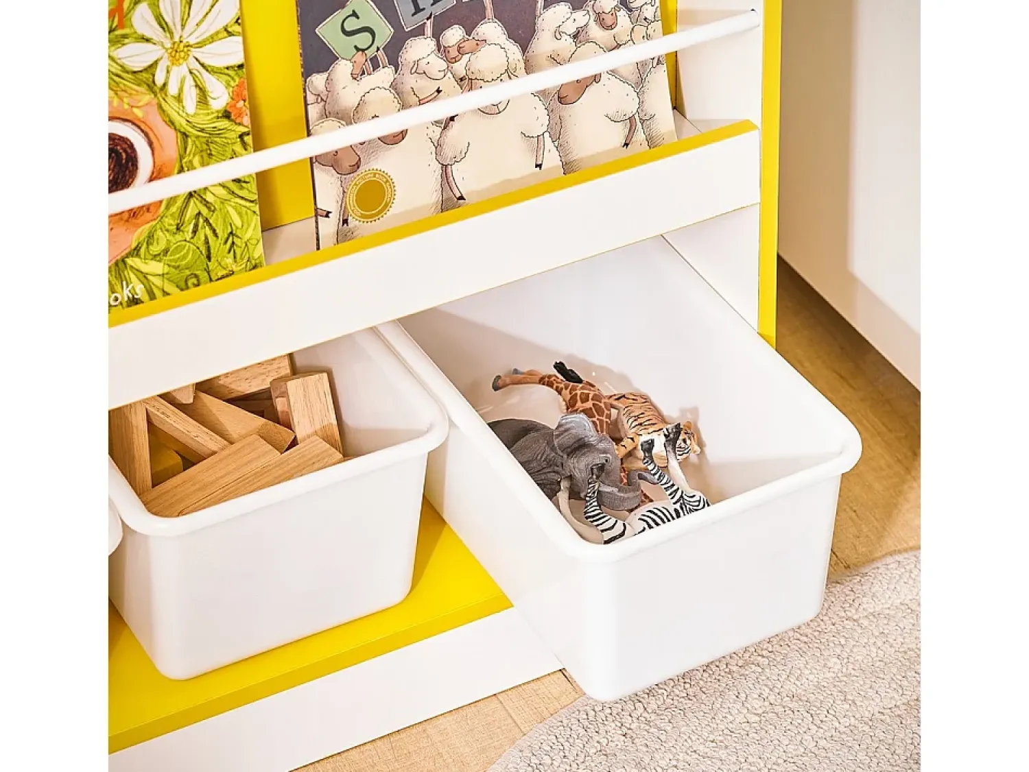 Biblioteca|Sobuy Prateleira Infantil, Tronco de Brinquedos para Quarto, Biblioteca Amarelo