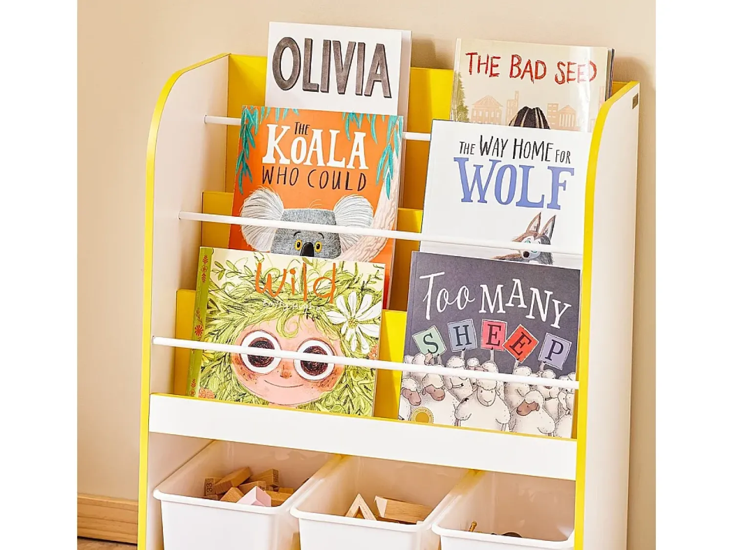 Biblioteca|Sobuy Prateleira Infantil, Tronco de Brinquedos para Quarto, Biblioteca Amarelo