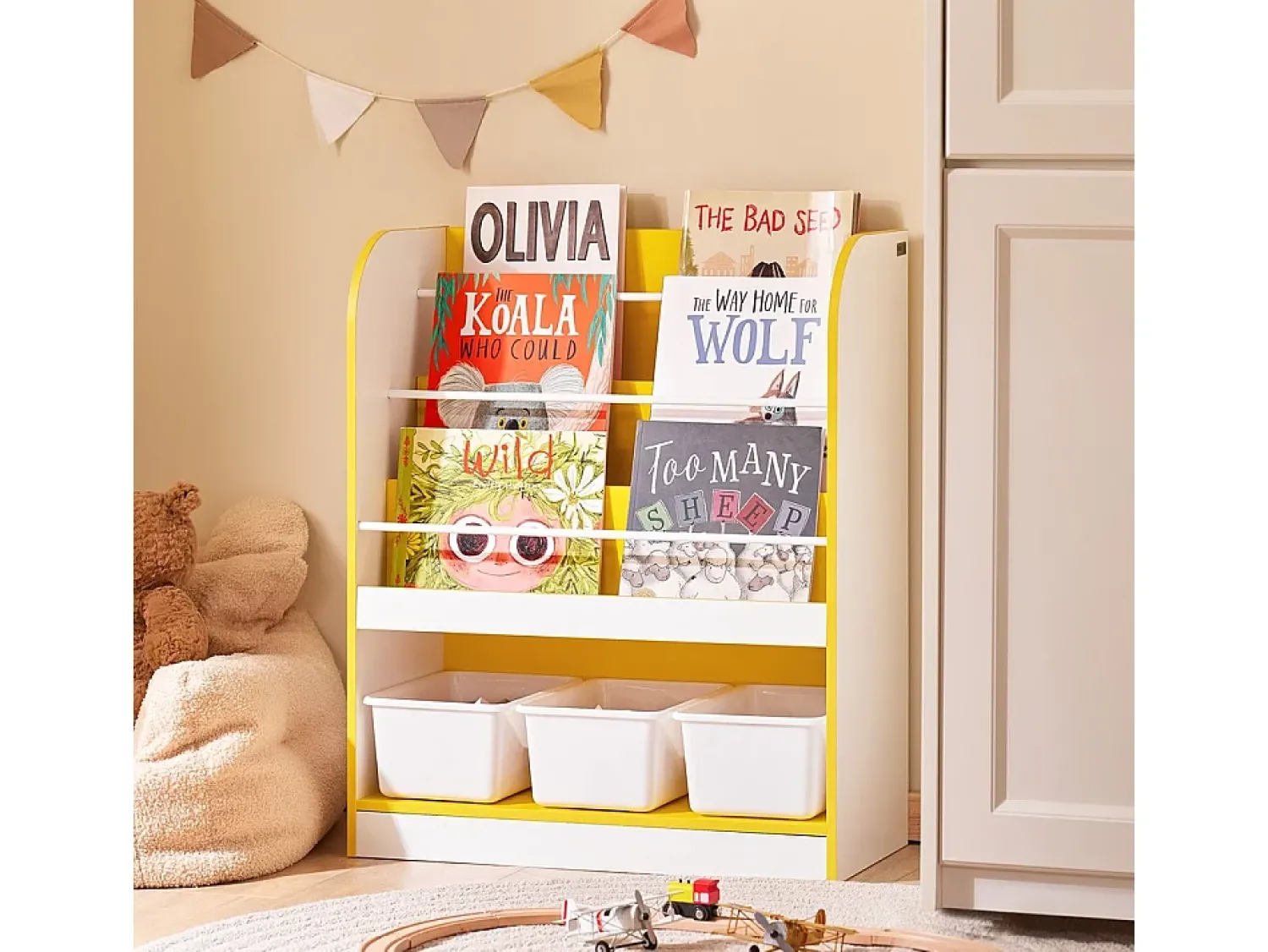Biblioteca|Sobuy Prateleira Infantil, Tronco de Brinquedos para Quarto, Biblioteca Amarelo