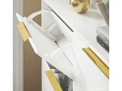 Móvel De Arrumação|Sapateira*Sobuy Sapateira 4 Portas Branca com Design Nórdico e Puxadores Dourados Branco