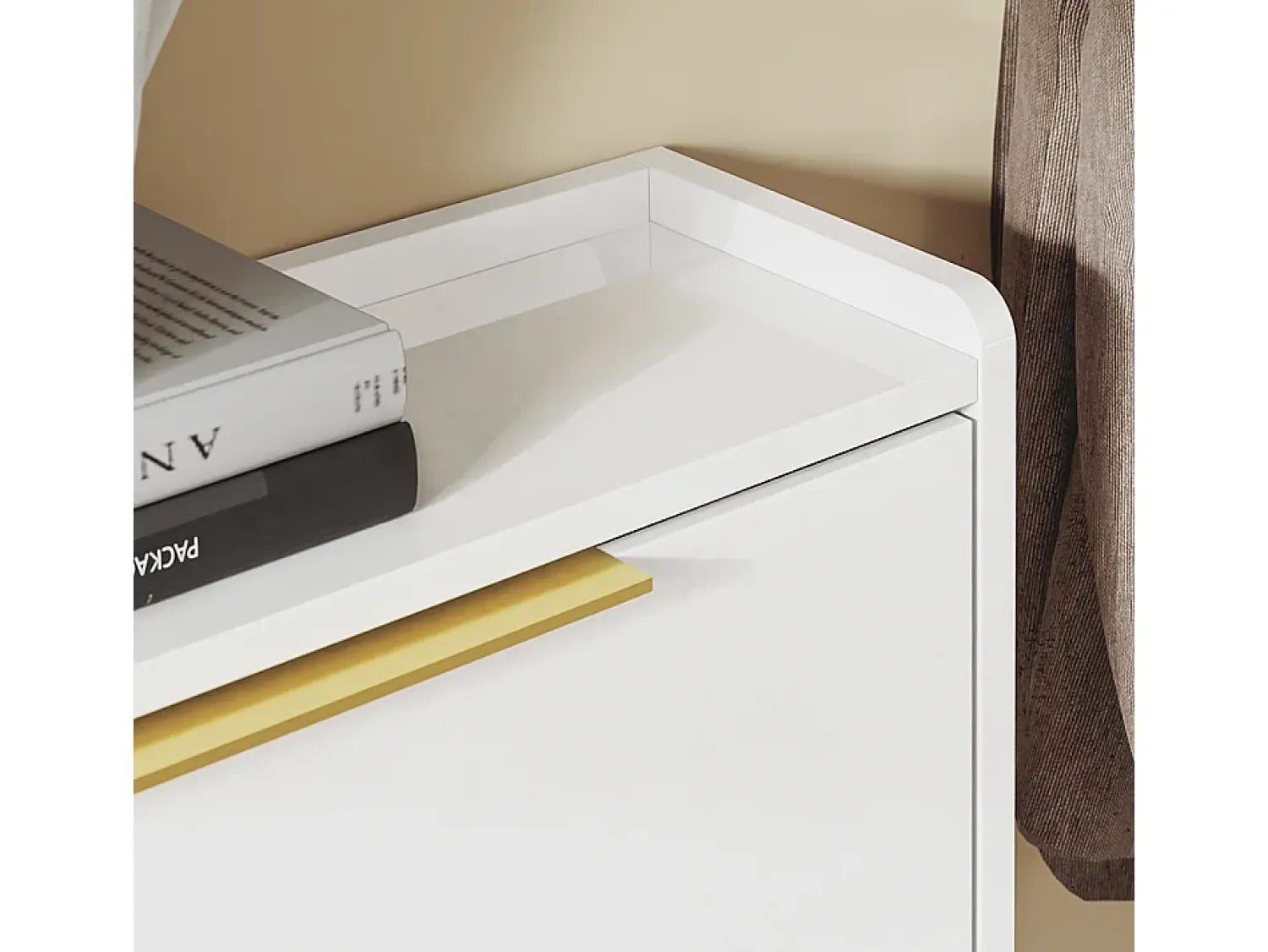 Móvel De Arrumação|Sapateira*Sobuy Sapateira 4 Portas Branca com Design Nórdico e Puxadores Dourados Branco