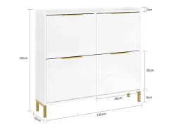 Móvel De Arrumação|Sapateira*Sobuy Sapateira 4 Portas Branca com Design Nórdico e Puxadores Dourados Branco