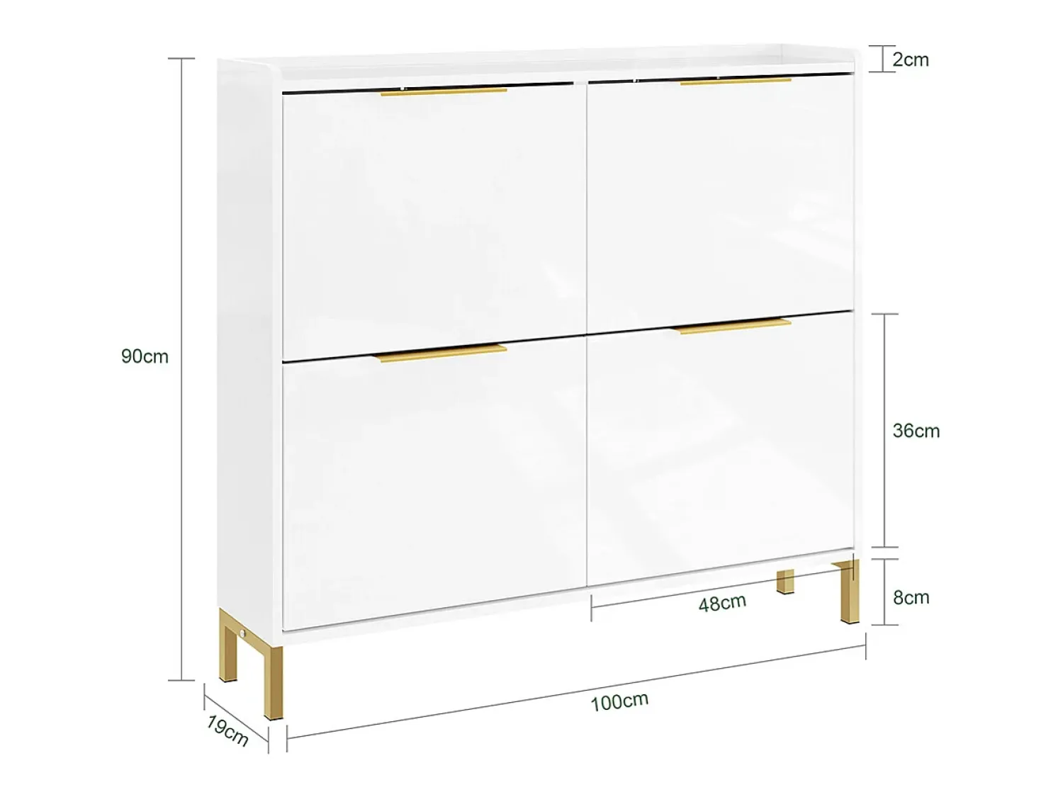 Móvel De Arrumação|Sapateira*Sobuy Sapateira 4 Portas Branca com Design Nórdico e Puxadores Dourados Branco