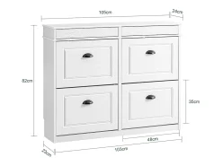 Sobuy Sapateira Fina Economizadora de Espaço com 4 Portas Dobráveis para Entrada Corredor ou Quarto Efeito Madeira Envelhecida Branca 103x23x82cm^ Móvel De Arrumação|Sapateira
