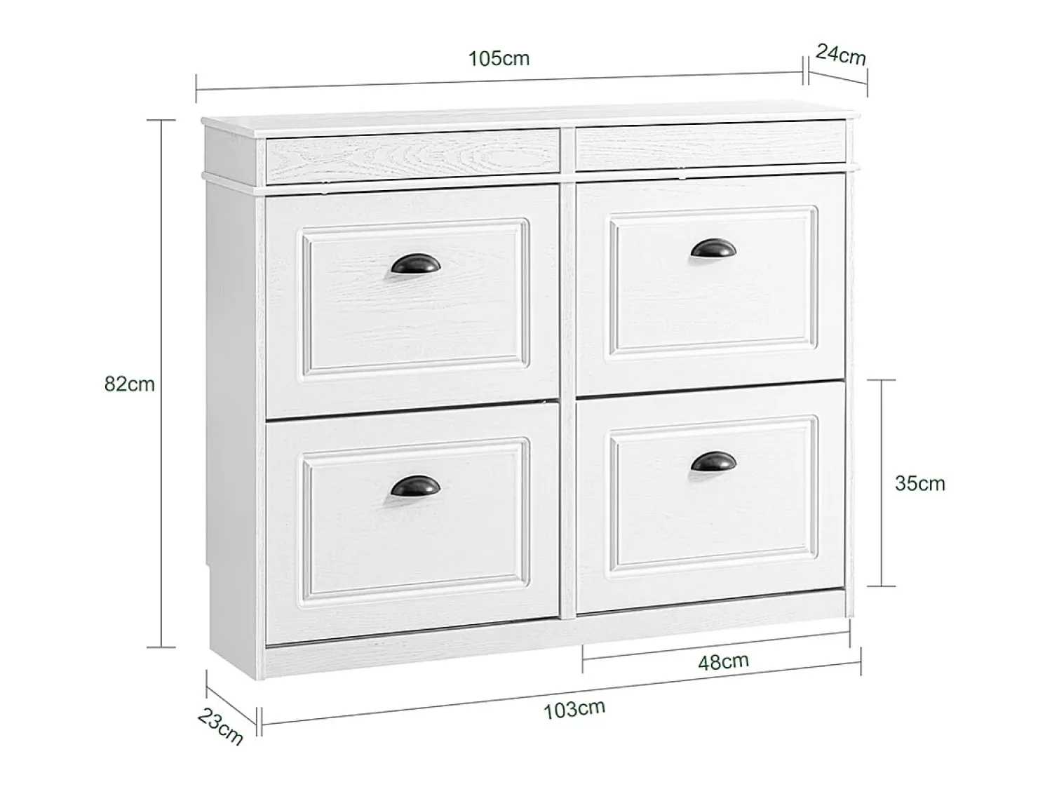 Sobuy Sapateira Fina Economizadora de Espaço com 4 Portas Dobráveis para Entrada Corredor ou Quarto Efeito Madeira Envelhecida Branca 103x23x82cm^ Móvel De Arrumação|Sapateira