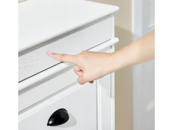 Sobuy Sapateira Fina Economizadora de Espaço com 4 Portas Dobráveis para Entrada Corredor ou Quarto Efeito Madeira Envelhecida Branca 103x23x82cm^ Móvel De Arrumação|Sapateira