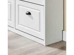 Sobuy Sapateira Fina Economizadora de Espaço com 4 Portas Dobráveis para Entrada Corredor ou Quarto Efeito Madeira Envelhecida Branca 103x23x82cm^ Móvel De Arrumação|Sapateira