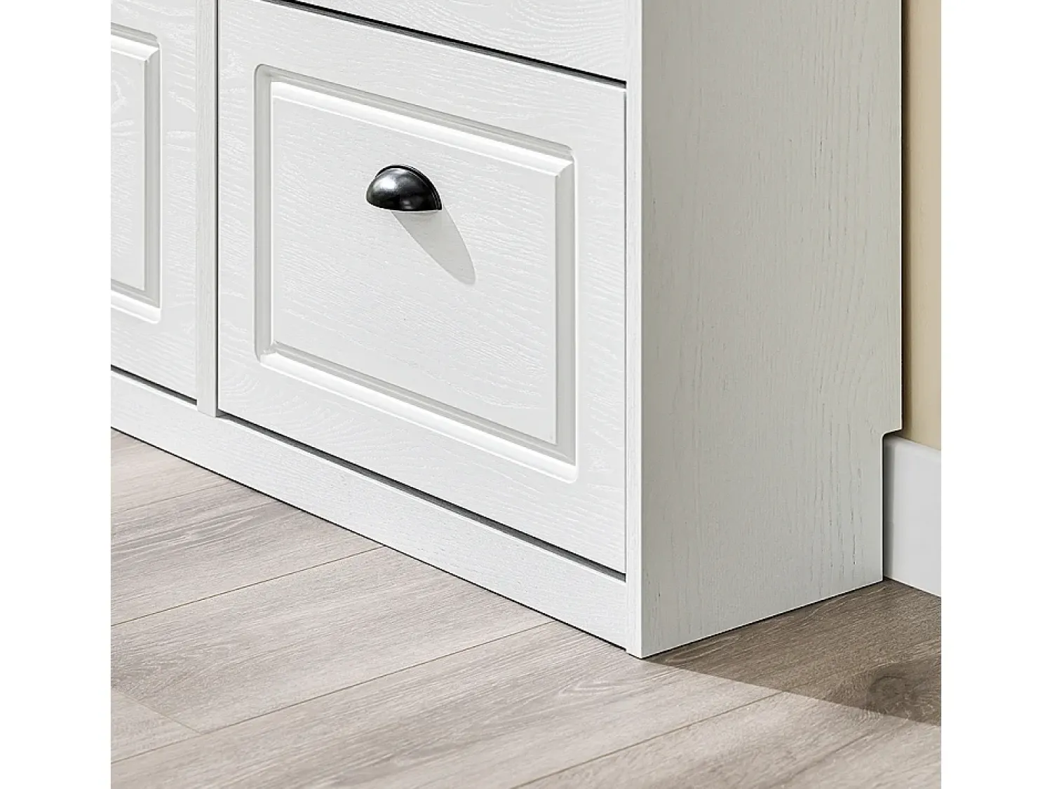 Sobuy Sapateira Fina Economizadora de Espaço com 4 Portas Dobráveis para Entrada Corredor ou Quarto Efeito Madeira Envelhecida Branca 103x23x82cm^ Móvel De Arrumação|Sapateira