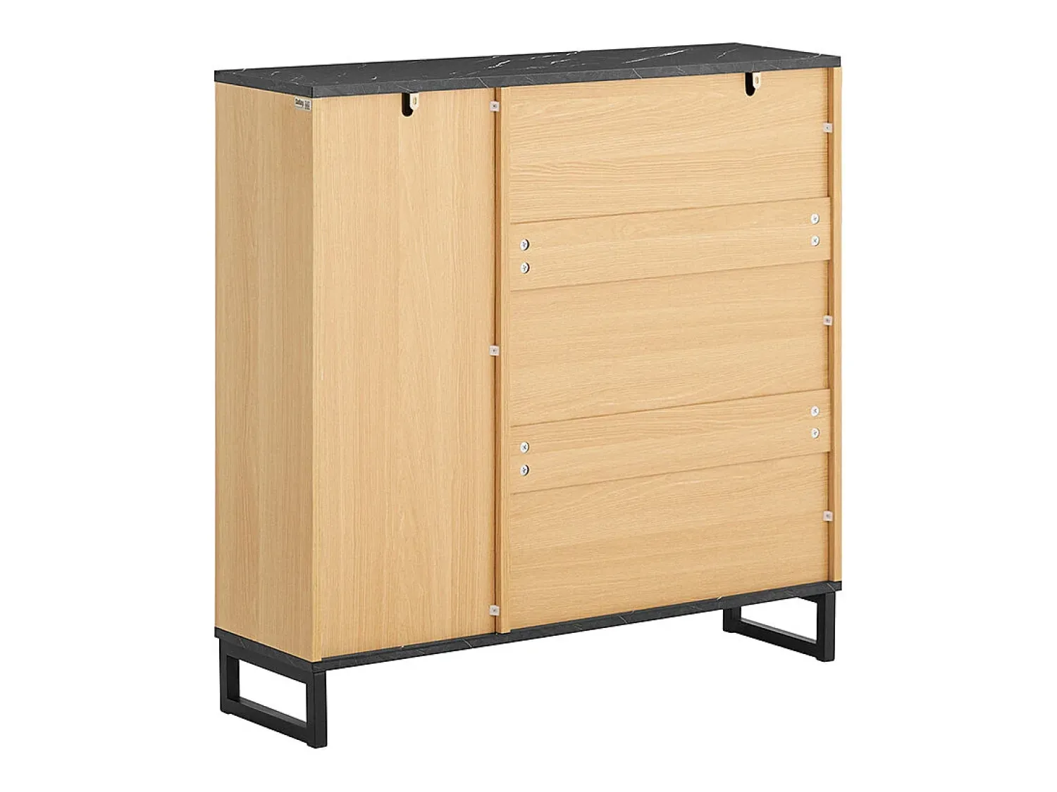 Hot Sobuy Sapateira fina economizadora de espaço com 2 portas rebatíveis para 8 pares de sapatos design moderno em mármore e madeira clara fixação anti-inclinação Preto
