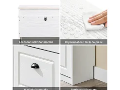 Hot Sobuy Sapateira Fina Economizadora de Espaço com 2 Portas Dobráveis para Entrada Corredor ou Quarto Efeito Madeira Envelhecida Branca 54x24x82cm Branco