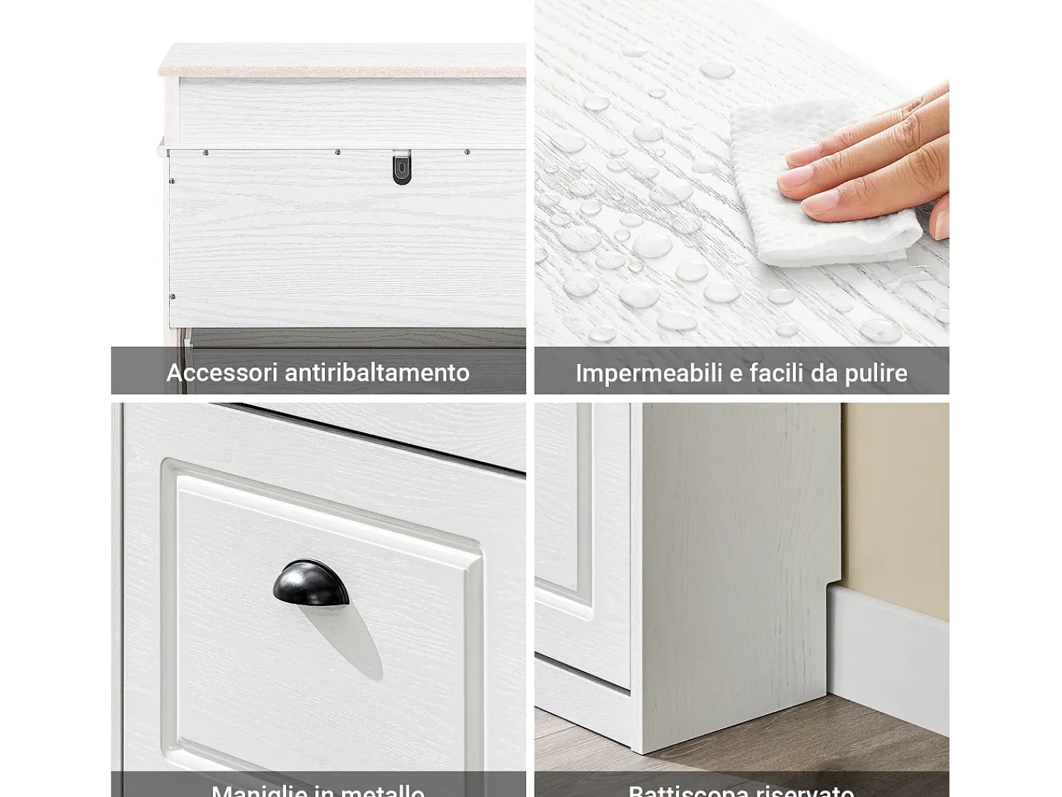 Hot Sobuy Sapateira Fina Economizadora de Espaço com 2 Portas Dobráveis para Entrada Corredor ou Quarto Efeito Madeira Envelhecida Branca 54x24x82cm Branco