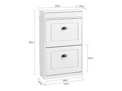 Hot Sobuy Sapateira Fina Economizadora de Espaço com 2 Portas Dobráveis para Entrada Corredor ou Quarto Efeito Madeira Envelhecida Branca 54x24x82cm Branco