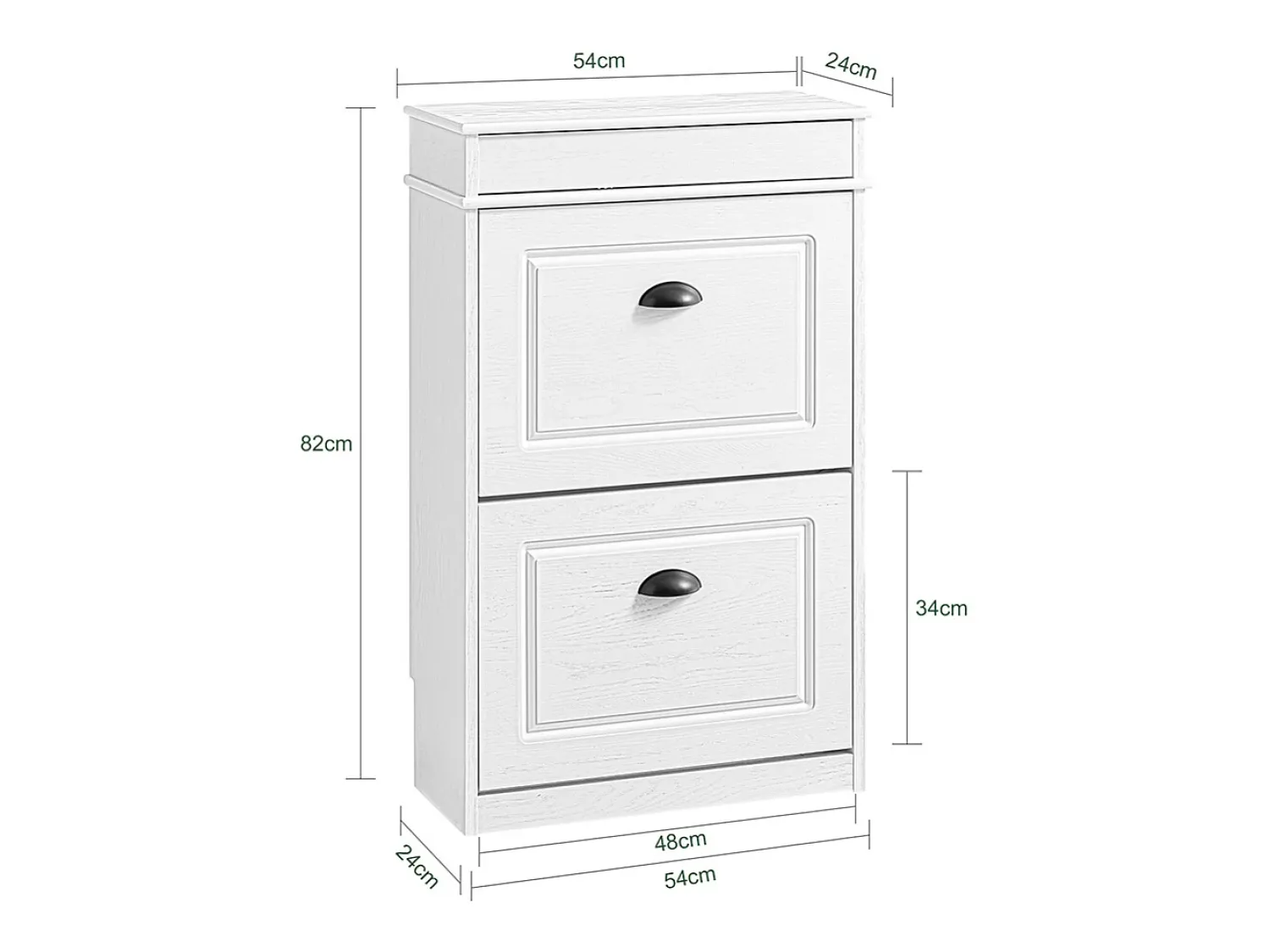 Hot Sobuy Sapateira Fina Economizadora de Espaço com 2 Portas Dobráveis para Entrada Corredor ou Quarto Efeito Madeira Envelhecida Branca 54x24x82cm Branco