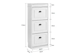 Móvel De Arrumação|Sapateira*Sobuy Sapateira Fina Economizadora de Espaço com 3 Portas Dobráveis Efeito Madeira Envelhecida Branca 53x24x118cm Branco