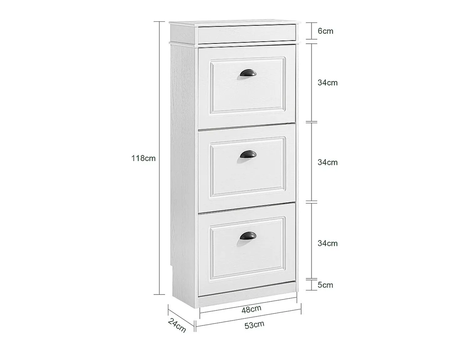 Móvel De Arrumação|Sapateira*Sobuy Sapateira Fina Economizadora de Espaço com 3 Portas Dobráveis Efeito Madeira Envelhecida Branca 53x24x118cm Branco