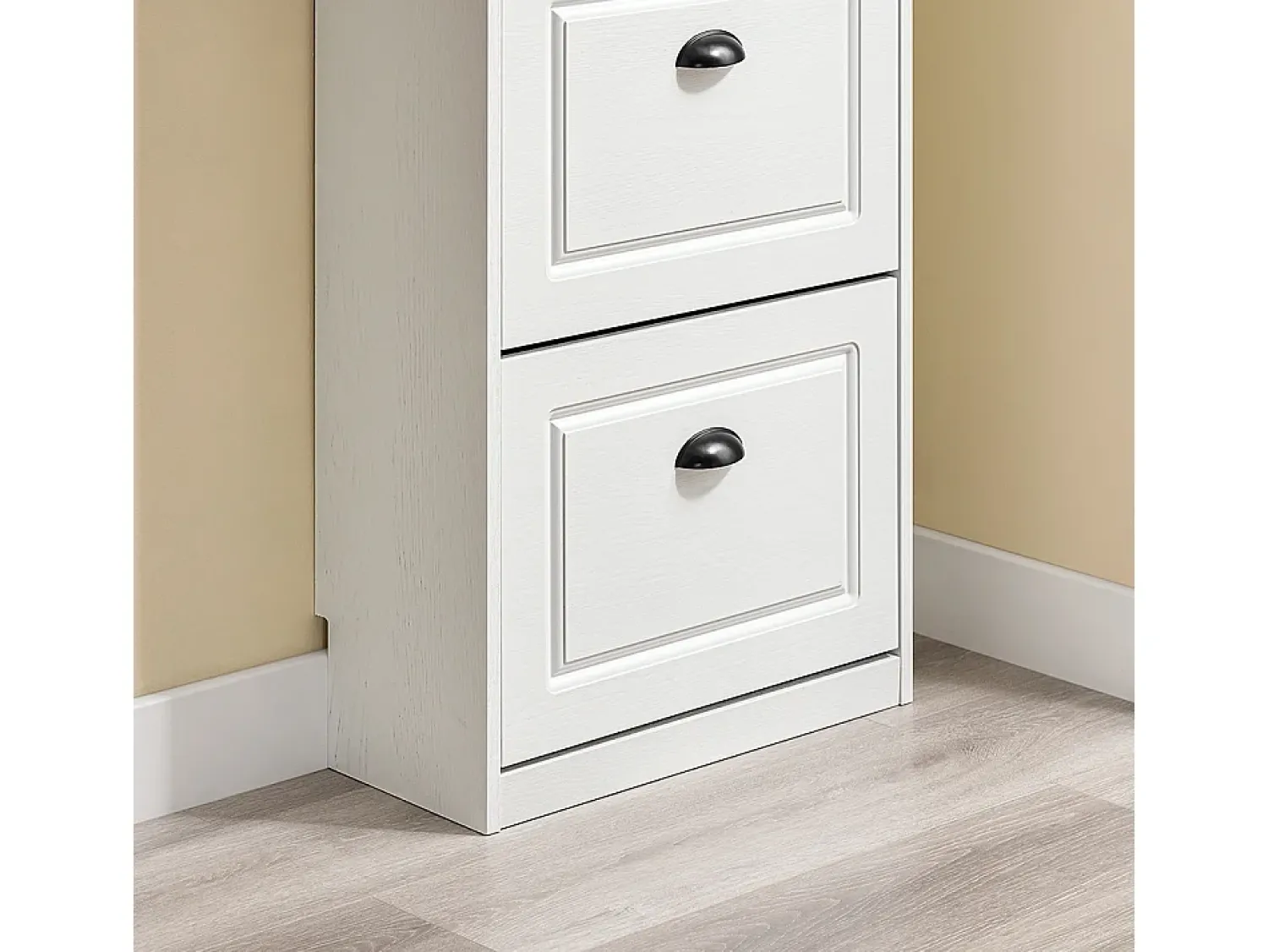 Móvel De Arrumação|Sapateira*Sobuy Sapateira Fina Economizadora de Espaço com 3 Portas Dobráveis Efeito Madeira Envelhecida Branca 53x24x118cm Branco