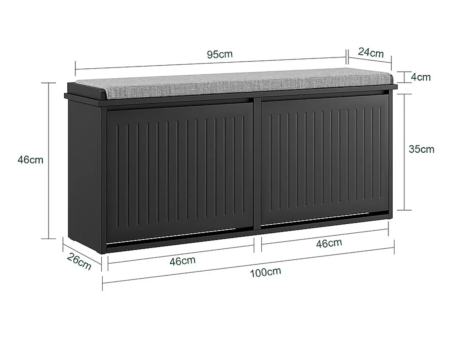 Móvel De Arrumação|Sapateira|Sobuy Sapateira Fino Madeira 8-10 Pares 158kg Carga Preta 100x26x46cm Preto
