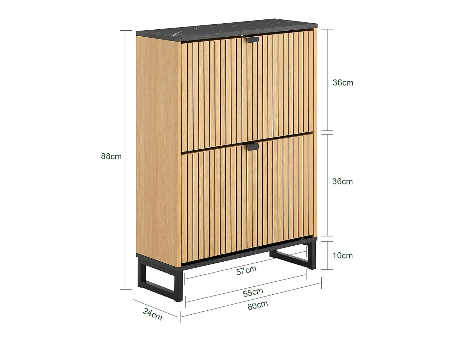 Sobuy Sapateira Slim 2 portas poupa espaço moderna para 8-12 pares estrutura resistente efeito mármore e madeira clara 60x24x88cm^ Móvel De Arrumação|Sapateira