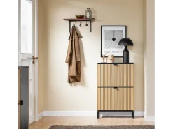Sobuy Sapateira Slim 2 portas poupa espaço moderna para 8-12 pares estrutura resistente efeito mármore e madeira clara 60x24x88cm^ Móvel De Arrumação|Sapateira