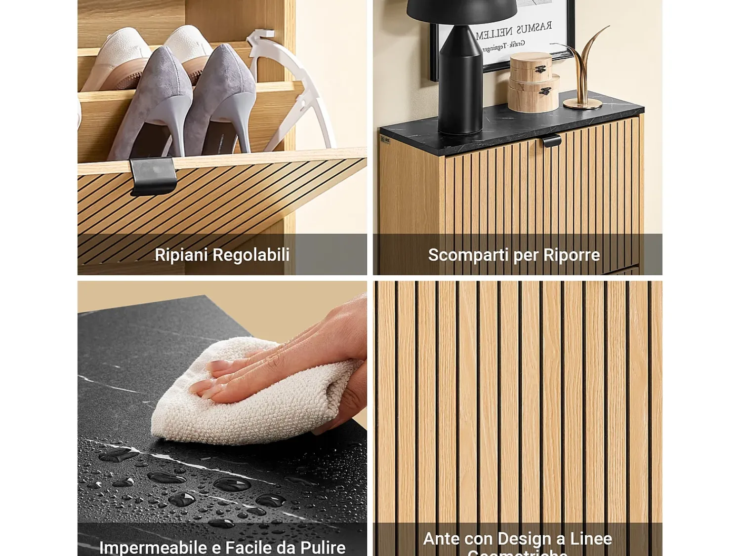 Sobuy Sapateira Slim 2 portas poupa espaço moderna para 8-12 pares estrutura resistente efeito mármore e madeira clara 60x24x88cm^ Móvel De Arrumação|Sapateira